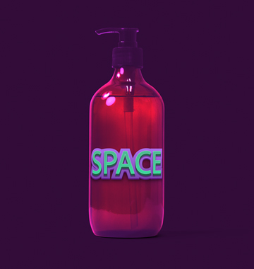 bottle with 'space' label on it